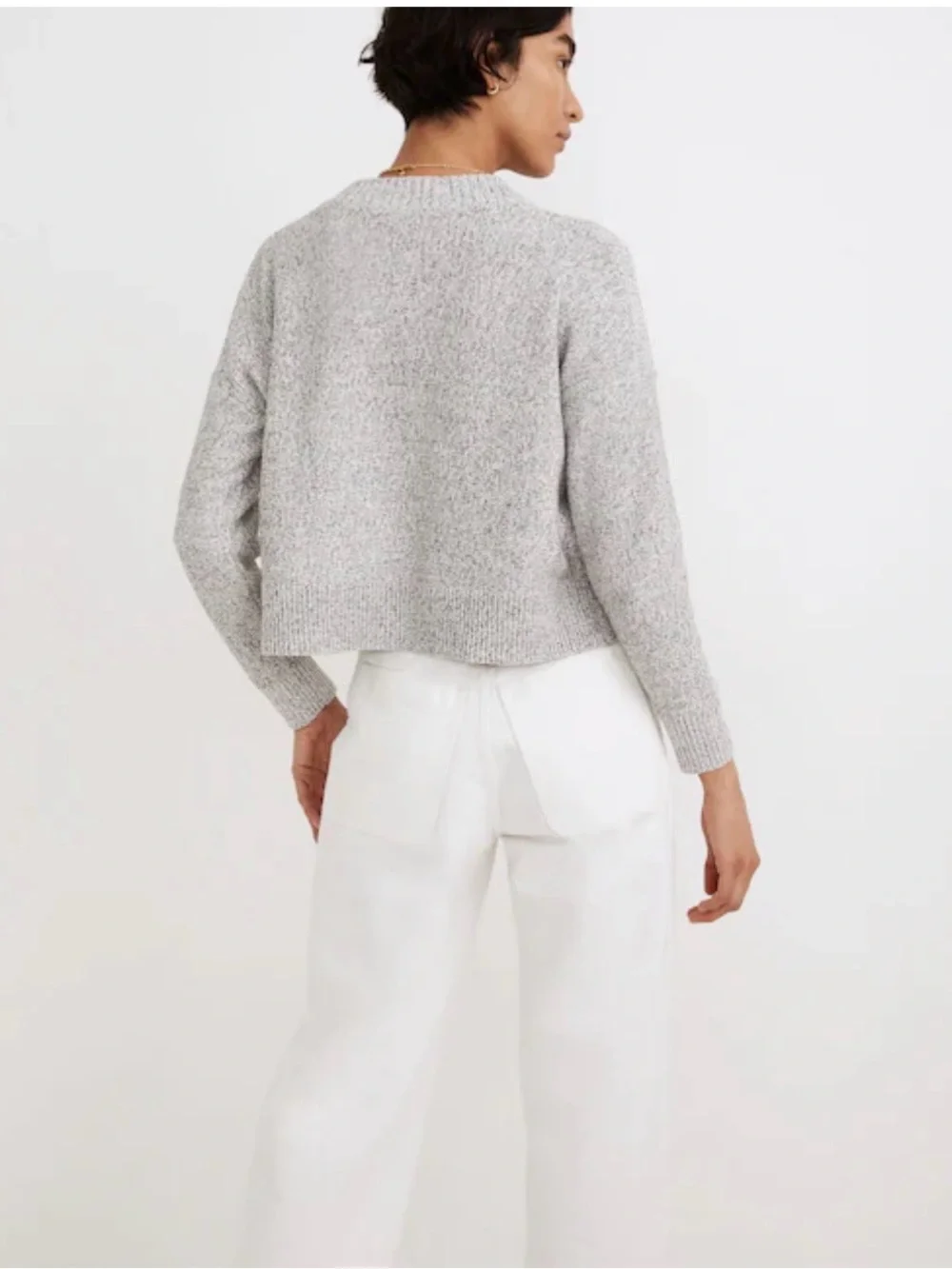 Madewell Light Heather Gray Button-Front Cardigan Sweater